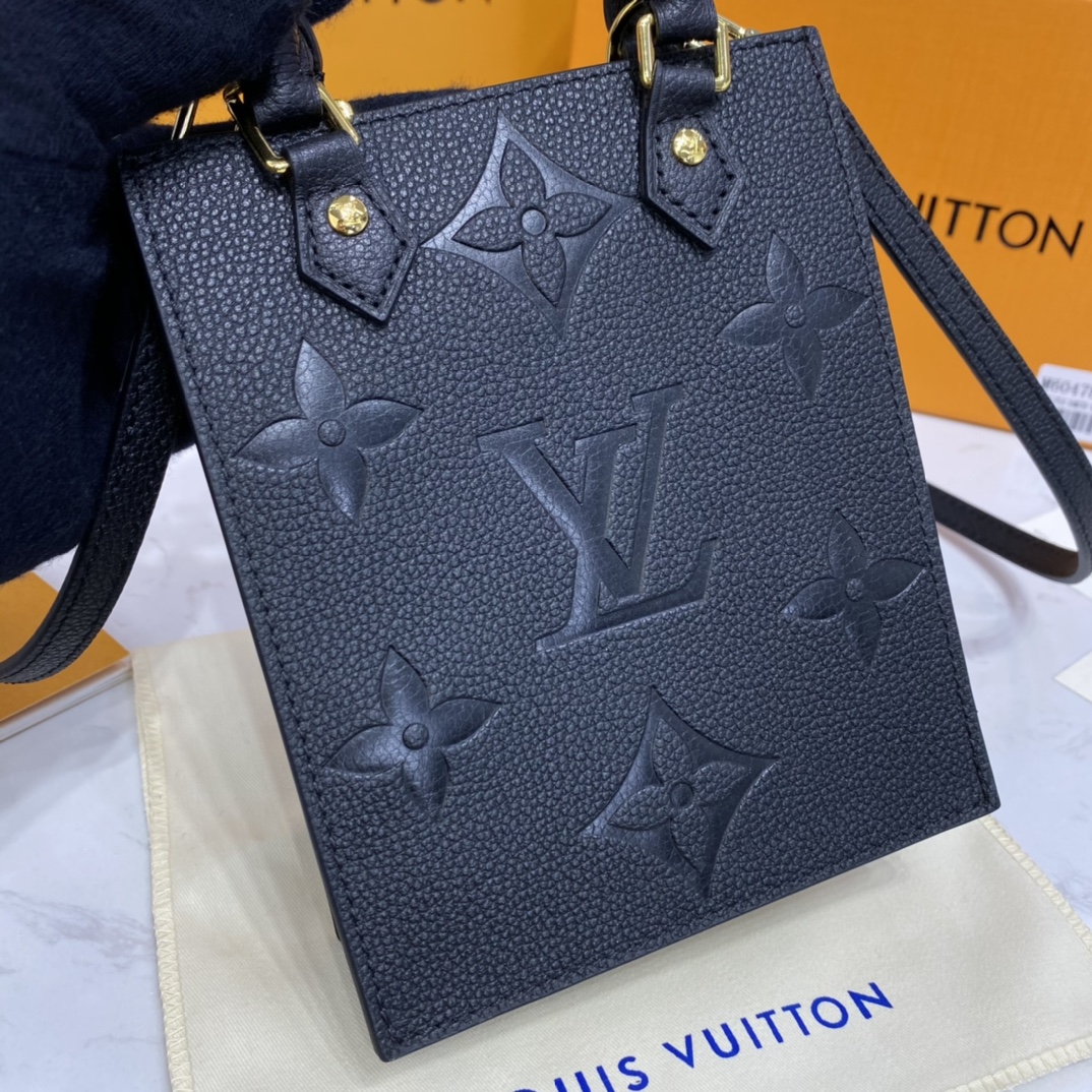 Louis Vuitton PETIT SAC PLAT Handbag Monogram Empreinte M80478 Black